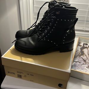 EUC Michael Kors Dallas black leather studded bootie.  Size 10